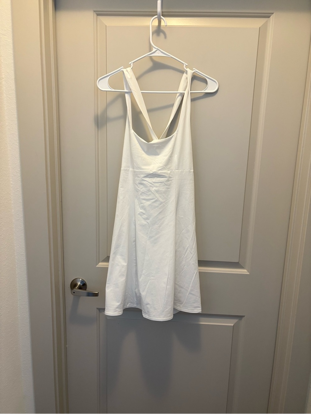 Outdoor Voices White Strappy Mini Dress with built in shorts nwt size m